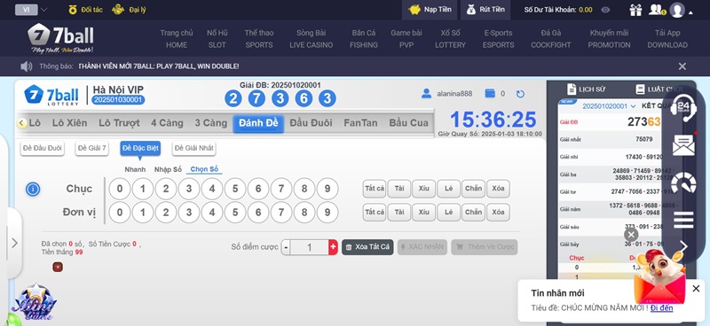 Choi xo so 7Ball nhan thuong gia tri